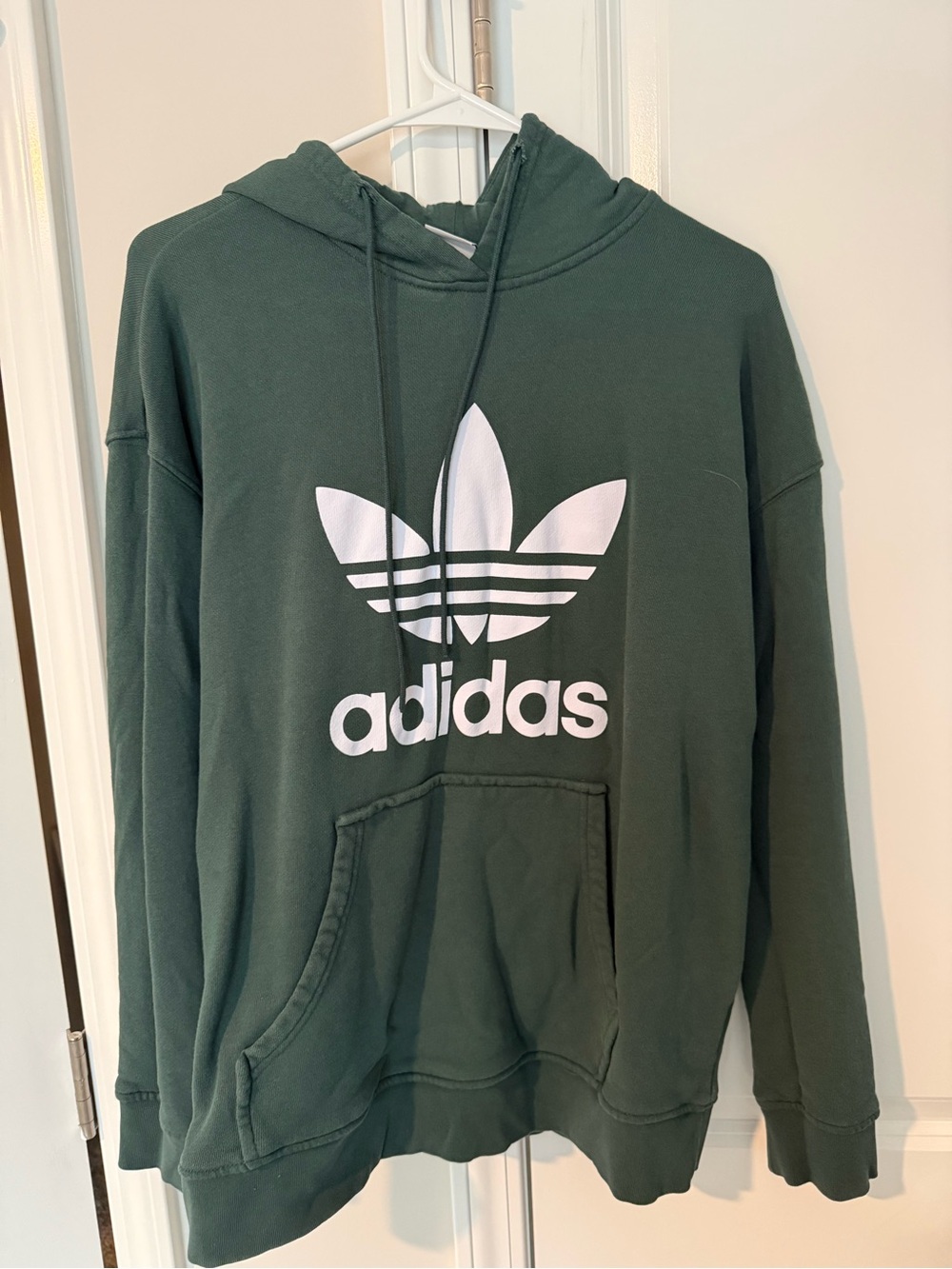 adidas Green Hoodie with White Trefoil Logo